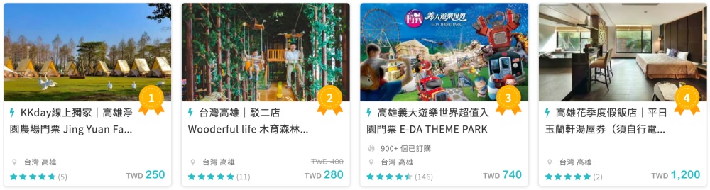 高雄旅遊熱門景點門票票券